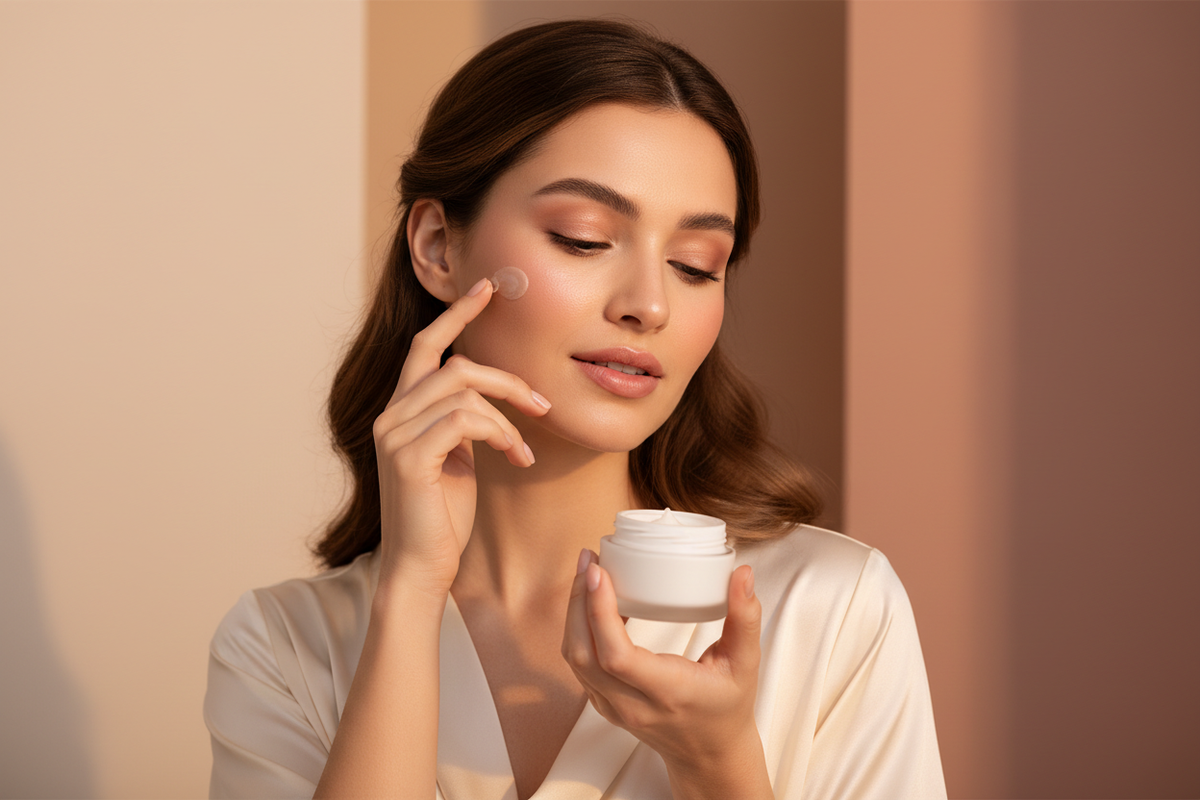 Woman using beauty product